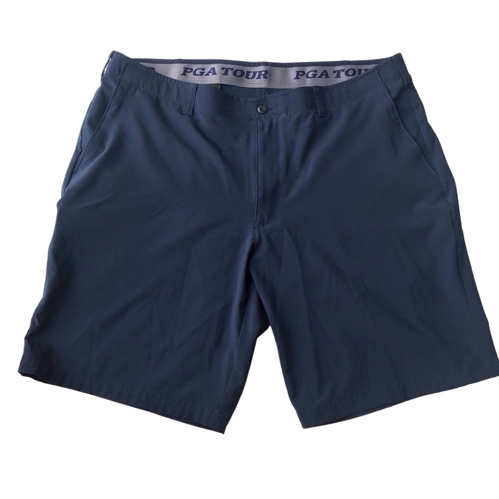 PGA TOUR navy flat front size 40 golf shorts front &‎ back pockets side p…